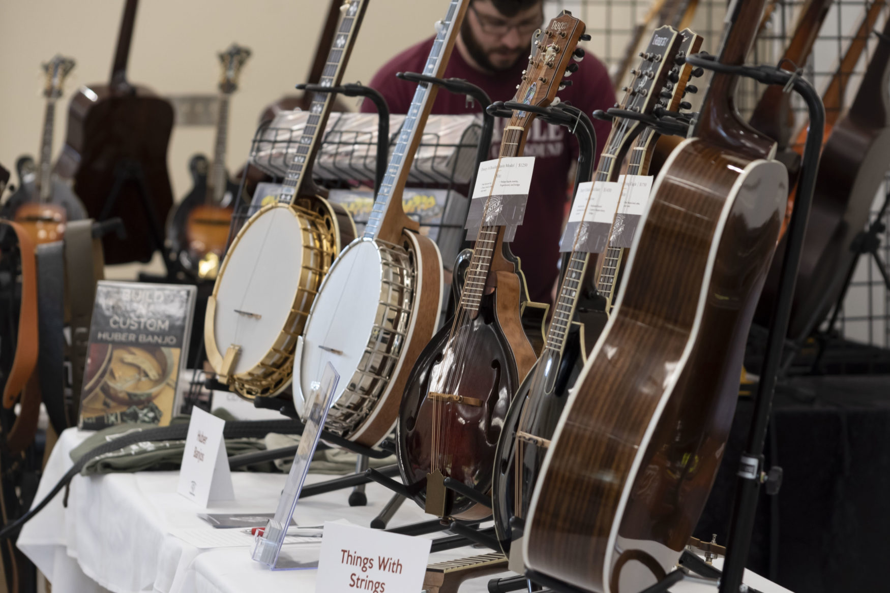 Instruments for sale at 2021 Fiddlers Convention